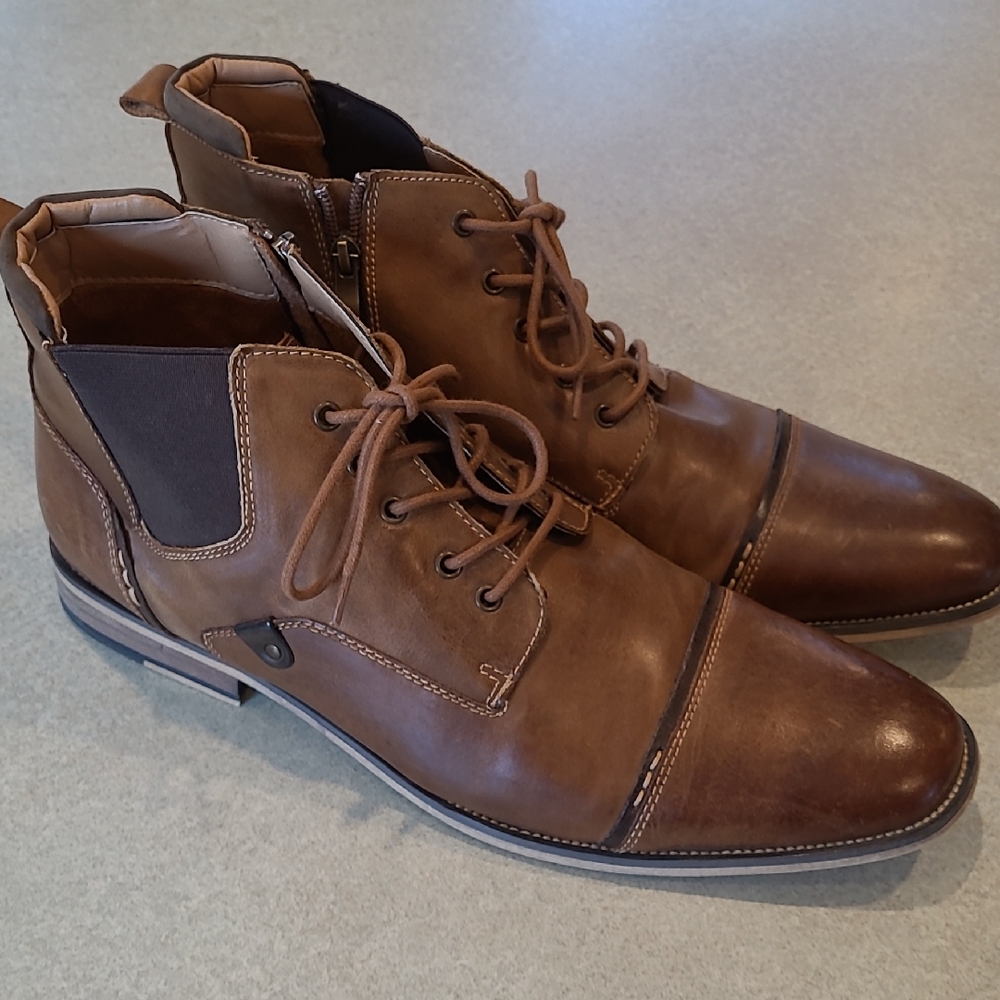 Steve Madden 14 P-Jack Leather Chukka Boots Dark Tan NEARLY NEW